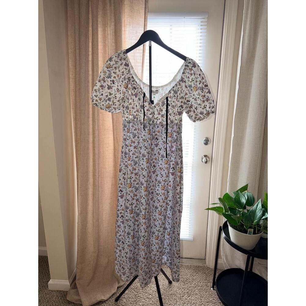 English Factory 100% Cotton Summer Puff Sleeve boho dress EUC M